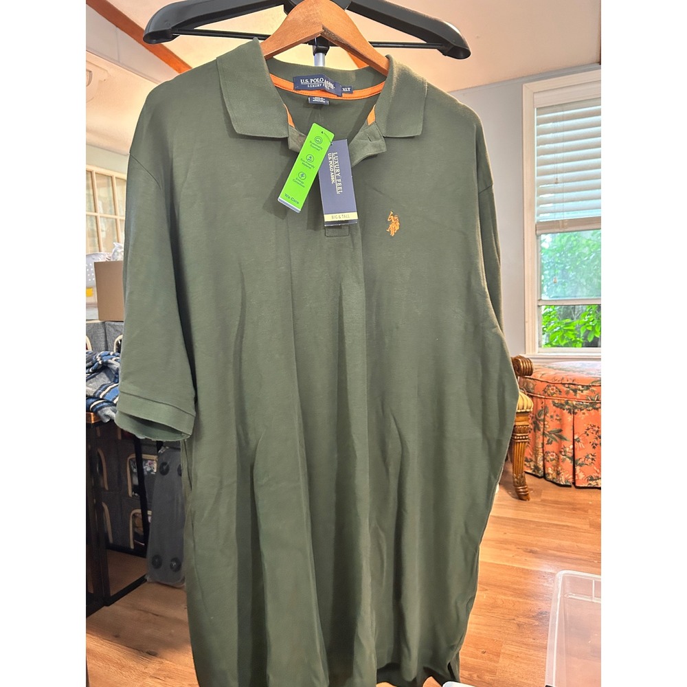 US Polo Assn Luxury Feel Mens Olive Green Polo Shirt XLT‎ Tall NWT 23304598